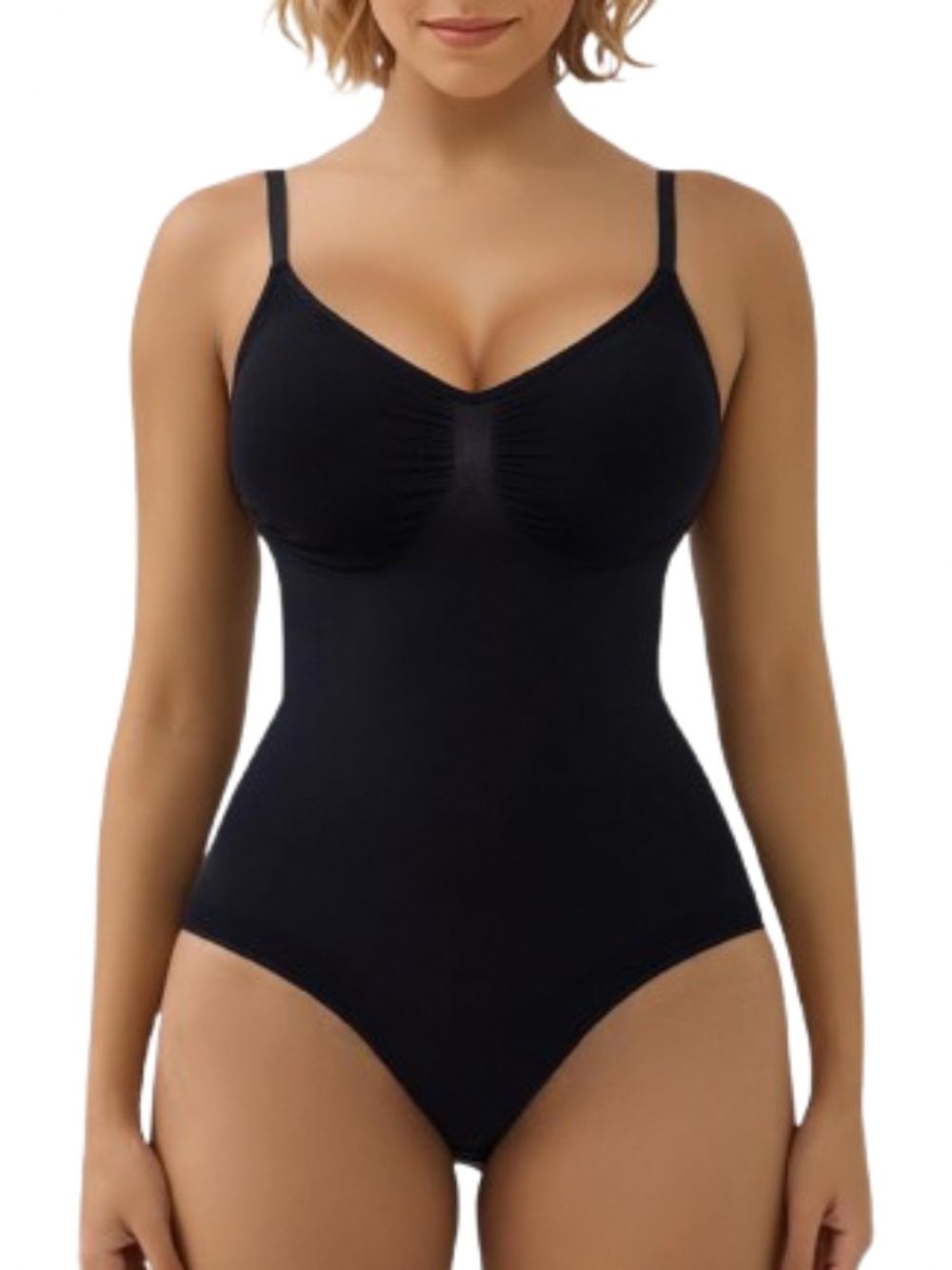 Women’s Black Sculpting Brief Bodysuit Shapewear Tummy Control Size S/M